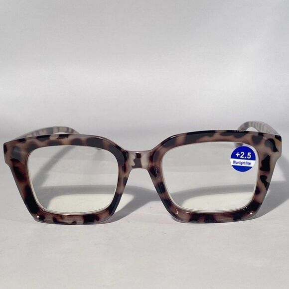 1097 Claudia 2.5 Oversize Light Tortoise Reading Glasses Square Concave Reade… - Picture 3 of 9